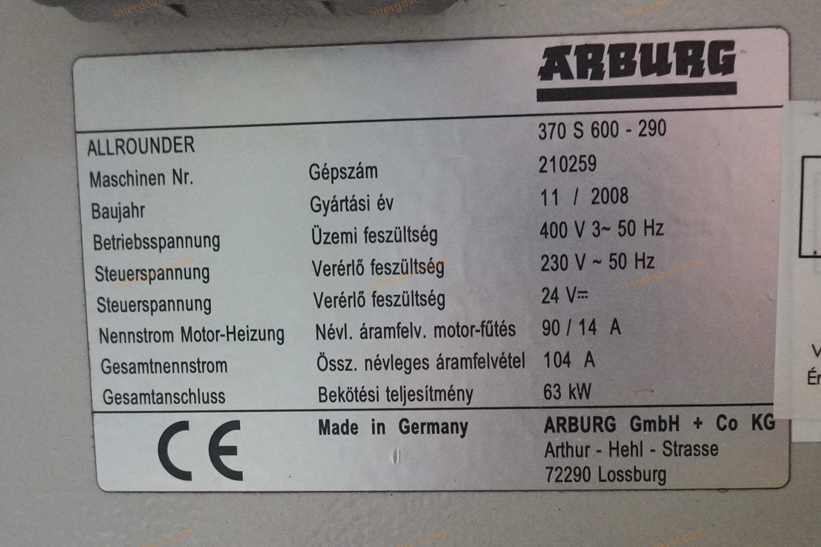 Fröccsöntő gép - Arburg, 370 S 600-290 2