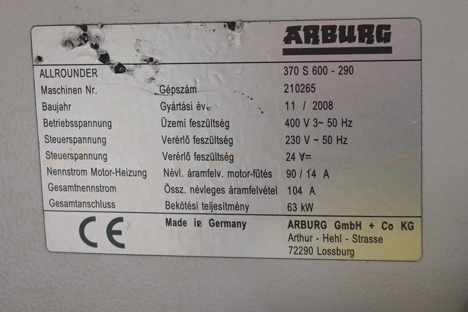 Fröccsöntő gép - Arburg, 370 S 600-290 2